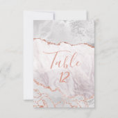 Weiß und Rose Gold Agate Gilt Tischnummer Sitzplät (Vorderseite)