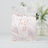 Weiß und Rose Gold Agate Gilt Tischnummer Sitzplät (Stehend Vorderseite)