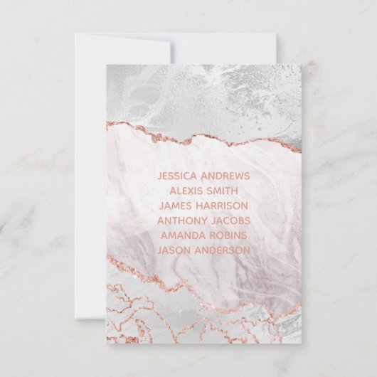 Weiß und Rose Gold Agate Gilt Tischnummer Sitzplät (Rückseite)