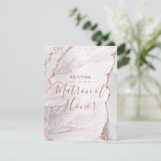 Weiß und Rose Gold werden Sie mein Ehrengast sein Einladung (Stehend Vorderseite)