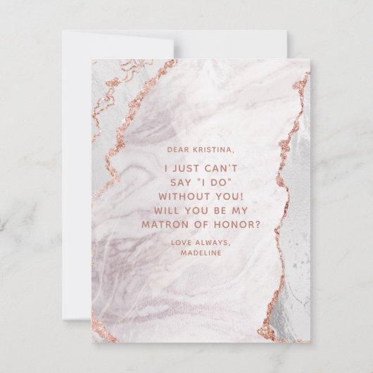 Weiß und Rose Gold werden Sie mein Ehrengast sein Einladung (Rückseite)