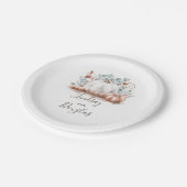 Weiß und Rose Pappteller (Schrägansicht)