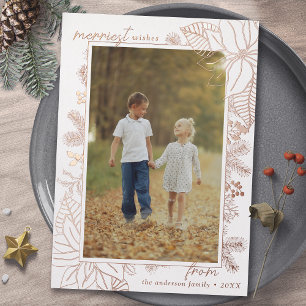 Weiß und Roségold   Elegantes Weihnachten 1 Foto Folien Feiertagskarte