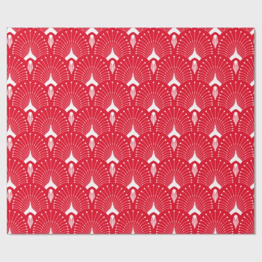 Weiß und Rot-Deko-Muster Geschenkpapier (Flach)