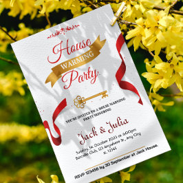 Weiß und Rot dekoratives Party Einladung