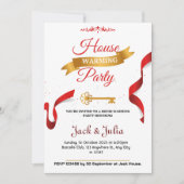 Weiß und Rot dekoratives Party Einladung (Vorderseite)