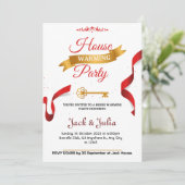 Weiß und Rot dekoratives Party Einladung (Stehend Vorderseite)