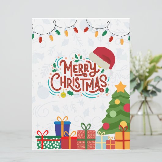 Weiß und rot Einfach frohe Weihnachten (Stehend Vorderseite)