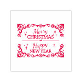 Weiß und rot frohe Weihnachten und glücklich Neues Permastempel (Design)