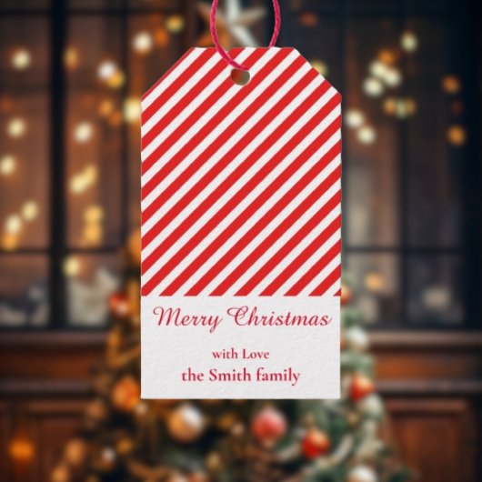 Weiß und rot gestreift geschenkanhänger