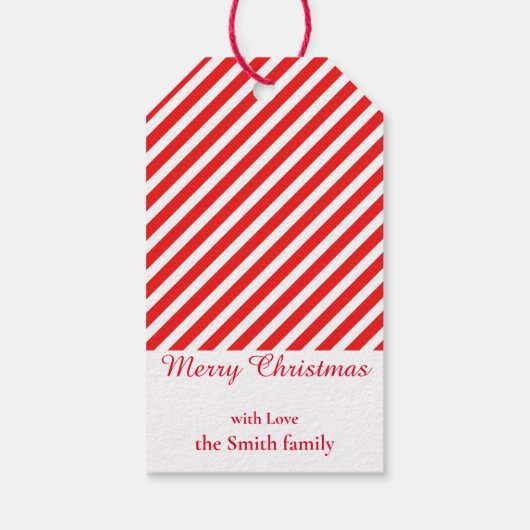 Weiß und rot gestreift geschenkanhänger (Rückseite)