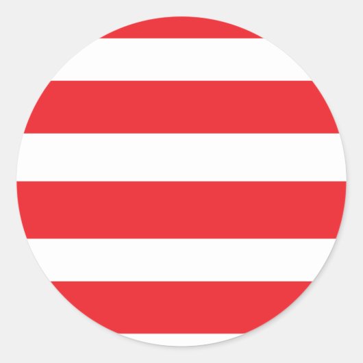 Weiß und rot gestreift runder aufkleber (Vorderseite)