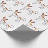 Weiß und rot - Ibizan-Hund-Muster für glattes Coat Geschenkpapier (Ecke)