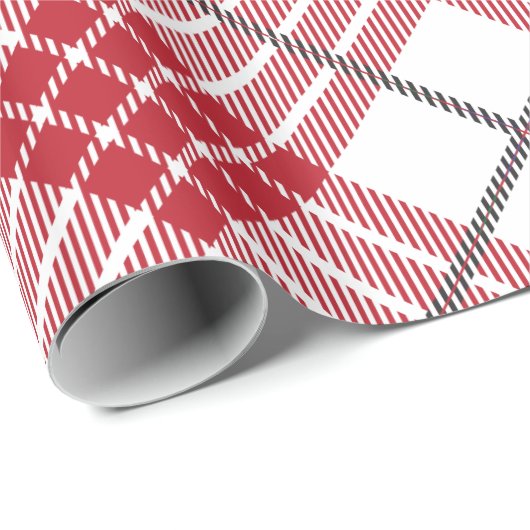 Weiß und rot mit karierten Akzenten Geschenkpapier (Rolleneckpunkt)