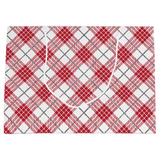 Weiß und rot mit karierten Akzenten Große Geschenktüte (Vorderseite)
