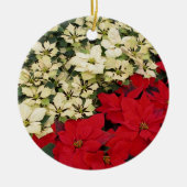 Weiß und rot Poinsettias I Holiday Floral Keramikornament (Vorne)