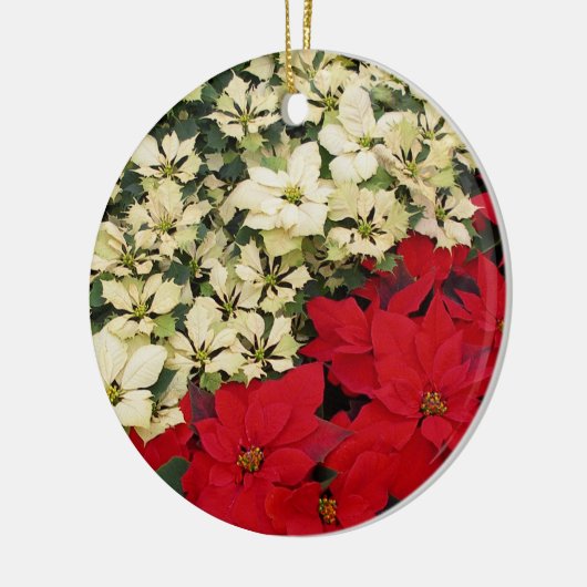 Weiß und rot Poinsettias I Holiday Floral Keramikornament (Links)