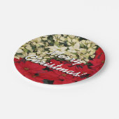 Weiß und rot Poinsettias I Holiday Floral Pappteller (Schrägansicht)