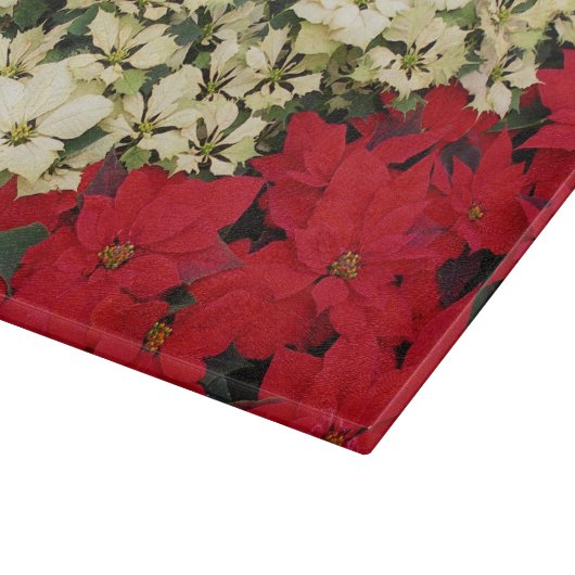 Weiß und rot Poinsettias I Holiday Floral Schneidebrett (Ecke)