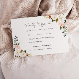 Weiß und rot - Rosa Magnolia Bloral Wedding RSVP