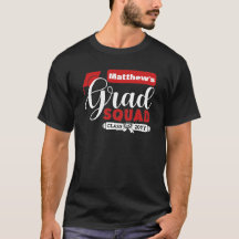 Weiß und Rot-Text Männchen's Black Grad Squad T -