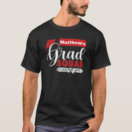 Weiß und Rot-Text Männchen's Black Grad Squad T -  T-Shirt