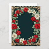 Weiß und Rote Rosen - Maßgeschneiderte Texthochzei Einladung (Vorne/Hinten)