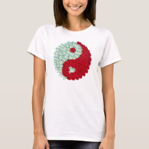 Weiß und Rote Rosen Yin Yang Shirt
