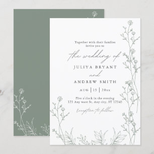 Weiß und saga grün Drehbuch Hochzeit Einladung