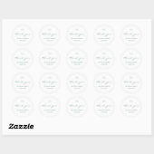 Weiß und Salbeigrün mit Monogramm | Hochzeit Runder Aufkleber (Blatt)