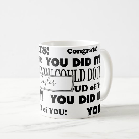 Weiß und Schwarz - Abschluss Kaffeetasse (VorderseiteRechts)