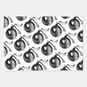 Weiß und Schwarz-Ball-Ornament und Band Geschenkpapier Set (Vorderseite)