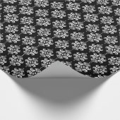 Weiß und Schwarz Blumen Ornamente Geometrisches Mu Geschenkpapier (Ecke)