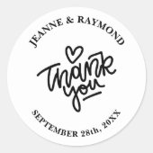 Weiß und Schwarz - Danke Gastgeschenk Hochzeit Runder Aufkleber (Vorderseite)