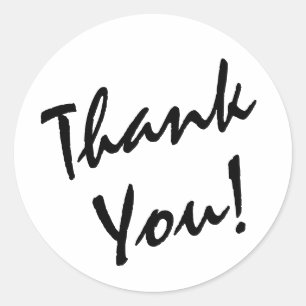 Weiß und Schwarz Danke Runder Aufkleber