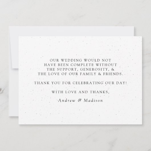 Weiß und Schwarz Dankeskarte (Rückseite)