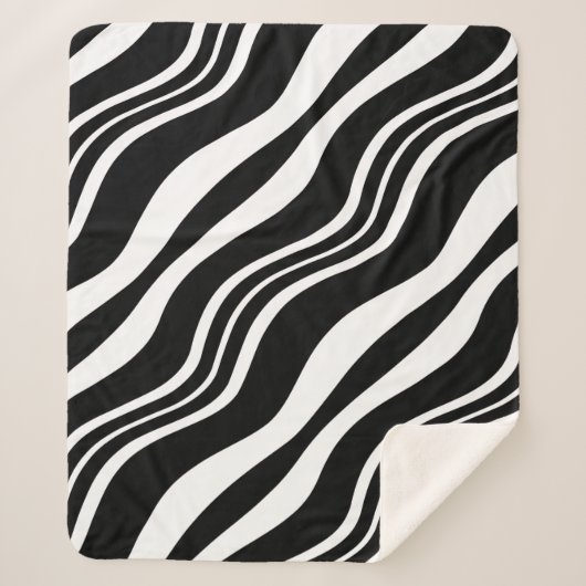 Weiß und Schwarz-Diagonal-Linienmuster Sherpadecke (Vorderseite)