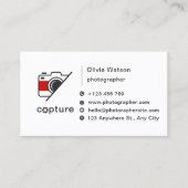 Weiß und Schwarz einfache saubere Fotografie Telefonnummerkarte (Vorderseite)