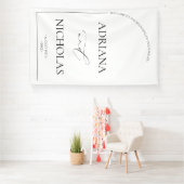 Weiß und schwarz Elegante Hochzeit Willkommen Banner (Insitu)