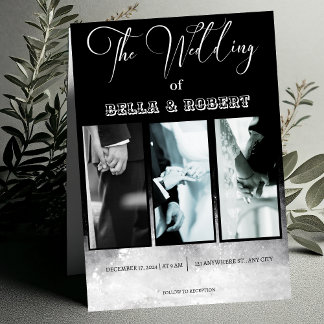 Weiß und schwarz Elegante Sofisticated Wedding Ein Einladung