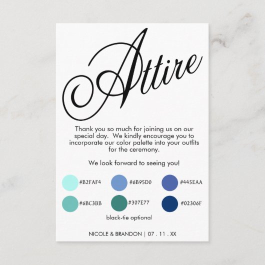 Weiß und Schwarz-Elegantes Skript-Hochzeitskleid Begleitkarte (Vorderseite)