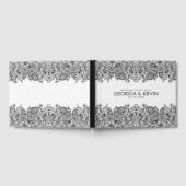 Weiß und Schwarz Floral Paisley Lace Gästebuch (Voll)