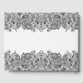 Weiß und Schwarz Floral Paisley Lace Gästebuch (Rückseite)