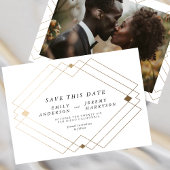 Weiß und Schwarz | Gold Deko Lines Save the Date Ankündigung