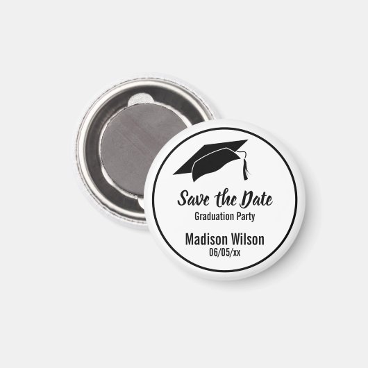 Weiß- und Schwarz-Graduierungspartei Save the Date Magnet (Vorderseite/Rückseite)