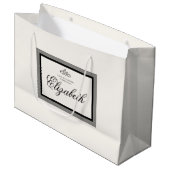 Weiß und schwarz große Geschenktasche Geschenktüte (Vorderseite Schrägansicht)