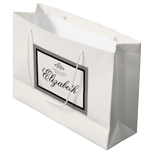 Weiß und schwarz große Geschenktasche Große Geschenktüte (Vorderseite Schrägansicht)