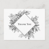 Weiß und Schwarz Grün Hochzeit Vielen Dank Postkarte (Vorderseite)