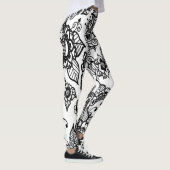 Weiß und Schwarz Henna Blume Leggings (Rechts)
