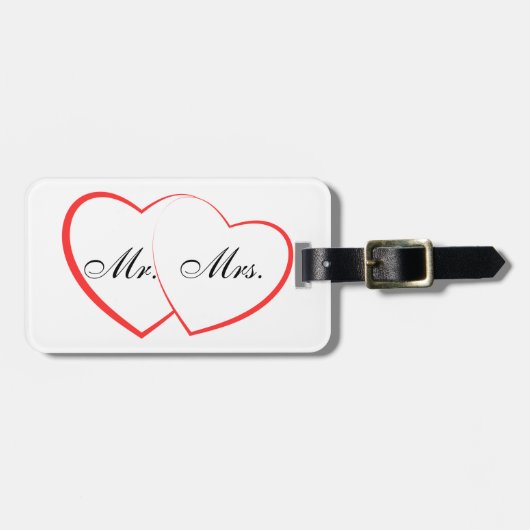 Weiß und Schwarz | Herr Mrs Modern Monogram Gepäckanhänger (Vorderseite horizontal)